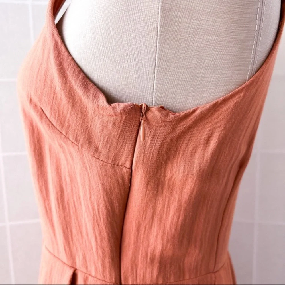 GIANNI BINI Orange Woven V Neck Cropped Wide Leg Jumpsuit - Picture 5 of 14